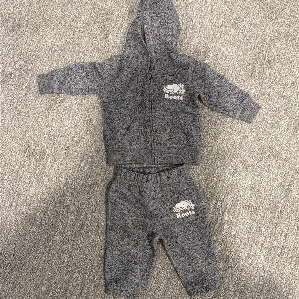 Roots Charcoal Baby Hoodie and Joggers Set